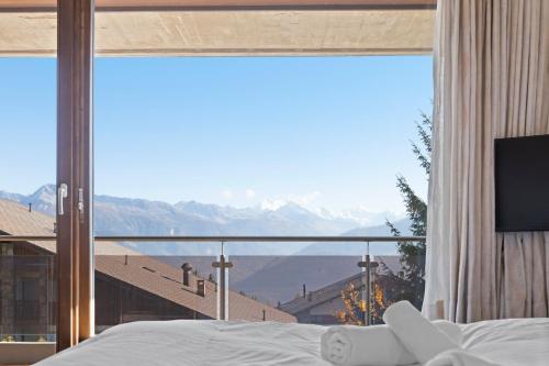 Crans-Montana, 5 pers, balcon vue et parking privé (Crans-Montana, 5 pers, balcon vue et parking prive) in ร็องดอญ