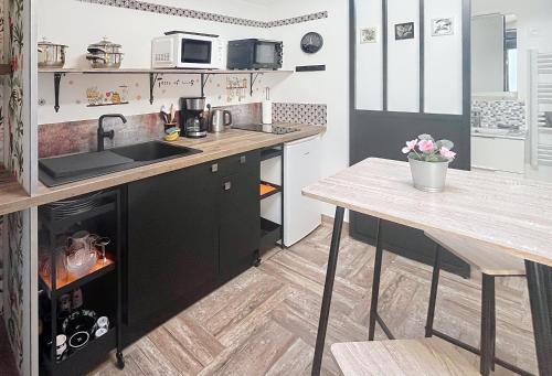 virtuve, Studio Cosy, au Calme proche CNPE & JONZAC in Marcillac (Aquitaine)