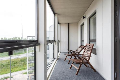 Balcony/terrace, Convenient Apartment for 4 with Sauna in Henttaa