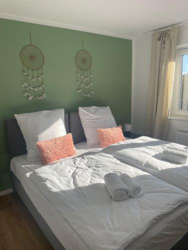 Łóżko, Familien, Firmen und Gruppen willkommen - 3 Schlafzimmer, luxuriöse Einzelbetten, Nahe Ulm (Apartmenthaus, Ferienwohnung Gluck fur Familien,Firmen,Gruppen,Monteure,3 Schlafzimmer bis 6 Persone) in Eselsberg