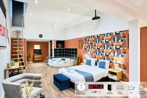 NG Prestige - Nain - Suite Spa Privatif - Jacuzzi - Netflix - Projecteur, Roubaix