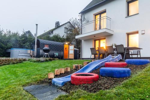 บริการและสิ่งอำนวยความสะดวก, Luxus-Ferienhaus mit Sauna, Hot Tub und grandiosem Panorama in ลังเงวีเซอ