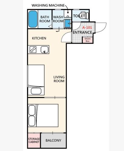 sun生A号棟101室 直达关西机场 电梯公寓 采光良好 仅2站到难波 直达梅田心斋桥天王寺 附带私人厨房