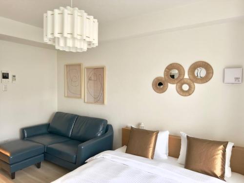 駅徒歩5min 難波10min コンビニ徒歩1min 55'TV 快適ソファ