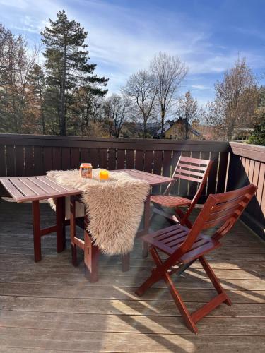 陽台/露台, Romantische Ferienwohnung für 5 mit Hund im Erzgebirge (Romantische Ferienwohnung fur 5 mit Hund im Erzgebirge) in 格林海恩-拜埃爾費爾德