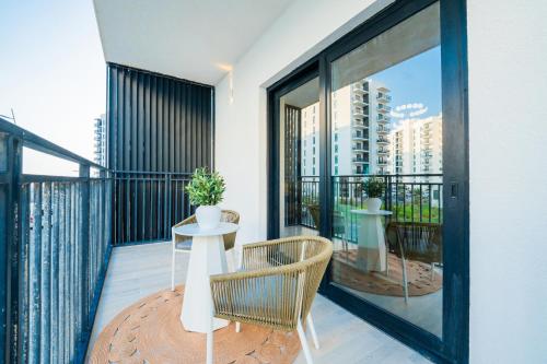 Balcony/terrace, One Bedroom Apartment by Otolo Homes with Free Yas Theme Park Tickets in Al Raha Beach