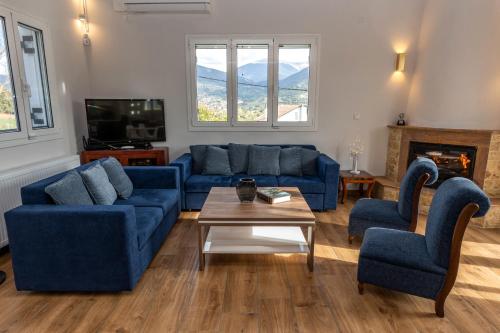 ห้องส่วนกลางสำหรับนั่งเล่น/ดูทีวี, Thea Residence Kalavryta in คาลาไรทา