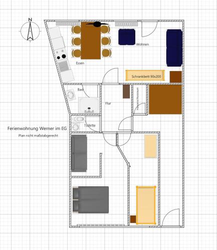 Plantegninger, No 1 Monteurwohnung Werner im Erdgeschoss in Rhede