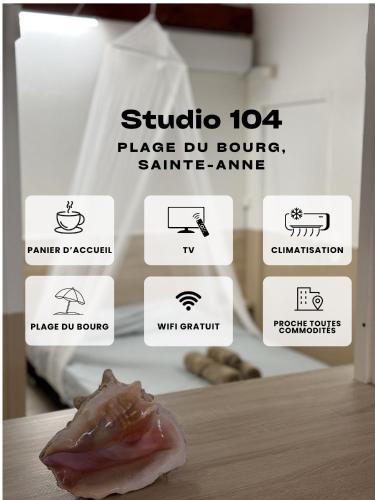 Studio 104 - Centre ville et plage de Sainte-Anne - Location saisonnière - Sainte-Anne