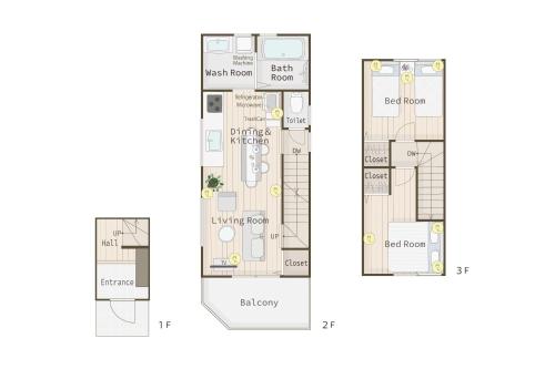 Cozy Osaka Stay, Osaka Tsuruhashi, 2BR, 5ppl, New house, Mist sauna