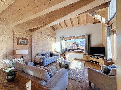 Duplex neuf avec terrasse face au Mont Blanc, 3 chambres et mezzanine, à 3 km du centre de Combloux