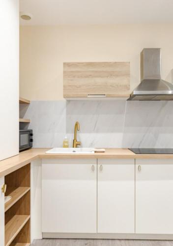 廚房, Oasis Tropicale - Appartement Cosy et Calme à 10 min de la Gare de Roanne (Oasis Tropicale - Appartement Cosy et Calme a 10 min de la Gare de Roanne) in 羅阿訥