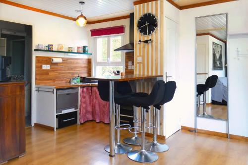 Kitchen, L'HERMITAGE maisonnette lake view beach 5 min walk in Charavines