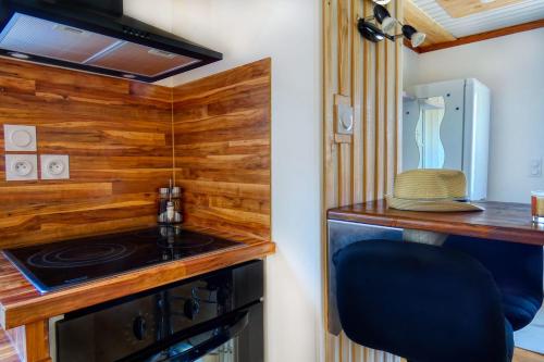 Kitchen, L'HERMITAGE maisonnette lake view beach 5 min walk in Charavines