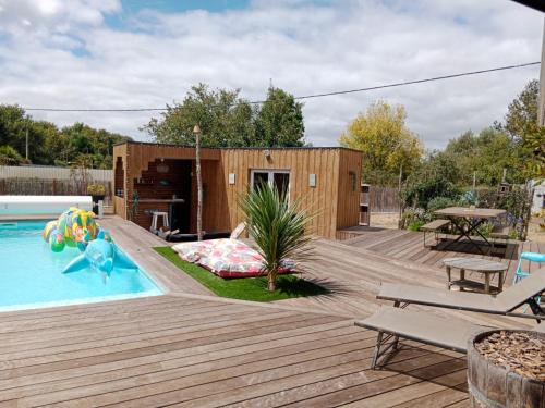 Maison 120 m2, piscine chauffée, en bordure de forêt - Location saisonnière - Mios