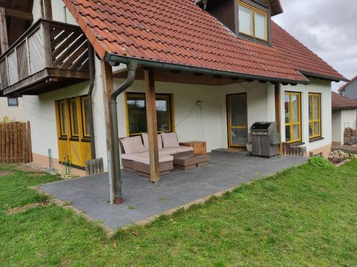 陽台/露台, Eulennest im Ferienhaus an der Holzecke in 施納爾杜夫