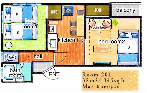 浅草まねき庵 25年フルリノベ 完全貸切 浅草駅徒歩15分 2ベッドルーム 6人 38平米 中長期滞在大歓迎
