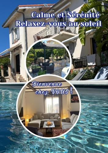 Grand Appt 6P climatisé dans villa avec piscine - 8 kms de Cannes