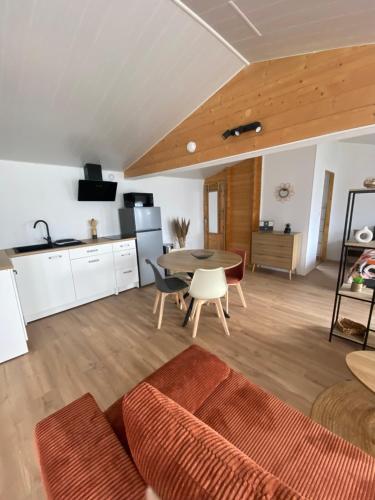 virtuve, Chalet bois cosy indépendant climatisé avec petit jardin (Chalet bois cosy independant climatise avec petit jardin) in Saint-Jean-de-Niost (Rhone-Alpes)