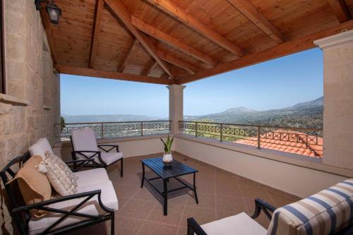 Balcony/terrace, Geroulios Kastro Villas I "Free" Heated Pools & Seaview in Fres