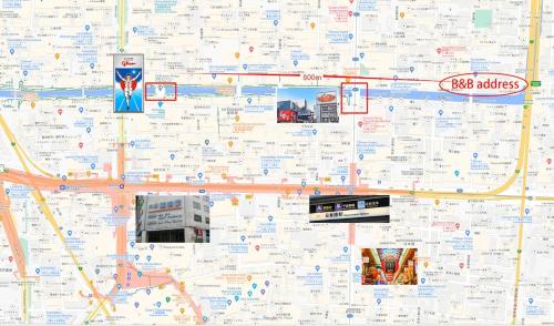 401 Dotonbori River5 min walk to Dotonbori Kuromon Market Shinsaibashi, Namba business district washing machine on balcony 1F free dryer microwave