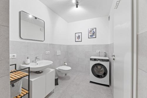 Ванна кімната, CityFlair 6 Pers Flughafen Stuttgart Messe U7 Whg 1 in Ostfildern