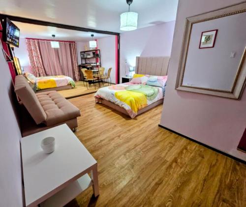 Suite Rosa familiar para hasta 6 huéspedes Amplia, céntrica, con cocineta y baño privado