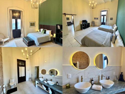 1 queen bed, 2 double beds