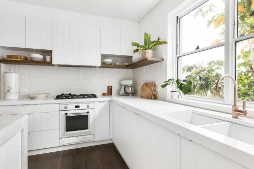 Kitchen, Coastal Elegance Art Deco Charm w Harbour Views in Watsons Bay