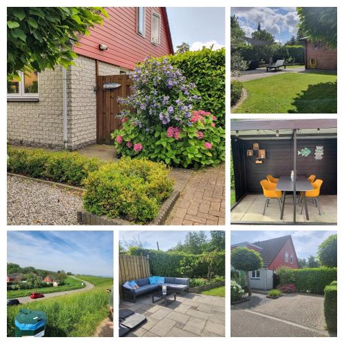 Exterior view of Vakantiehuis op Villapark Oesterbaai aan zee , met speeltuin grenzend aan de tuin