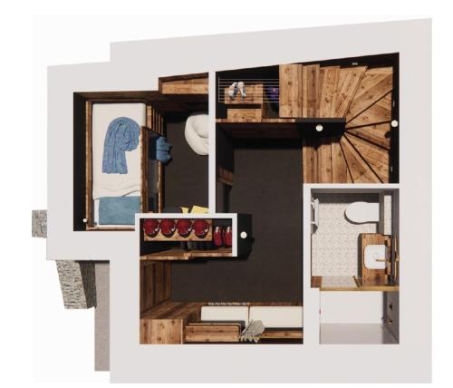 Plan de l'étage, Chalet Poudreuse in Praranger