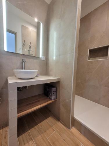 Fürdőszoba, Studio situé dans le Mas Saint-Raphaël (Studio situe dans le Mas Saint-Raphael) in Solerieux (Rhone-Alpes)