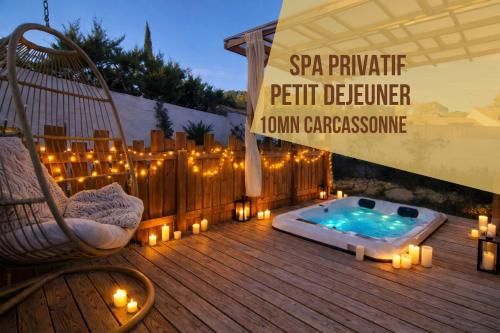 Les Gîtes de Laure - L'Eden Romantique, B&B, Spa privatif et Petit Déjeuner, Couloir de nage, 10mn Carcassonne chambre d'hôte Bagnoles