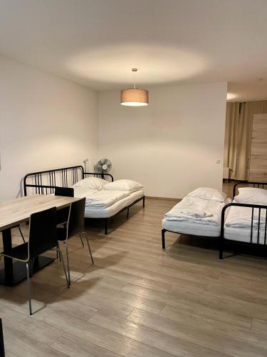 1 queen bed, 2 sofa beds