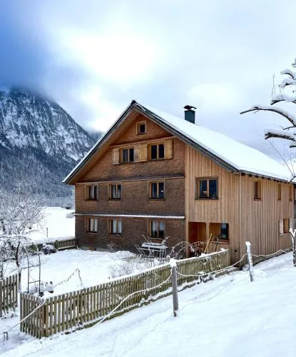 Carpenters House in historic village in Schnepfau, Österreich
