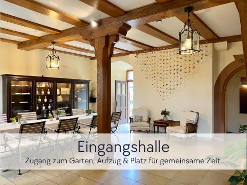 Étterem, GRÄFIN AMALIA - Elegantes Apartment in der historischen Hinterburg Schlitz- nahe Fulda (Amalias Burgwohnung - stilvolles Apartment mit Aufzug & Garten in der Hinterburg Schlitz - 2 Schlafz) in Schlitz