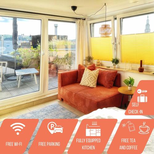 Zentrales Studio in Würzburg mit Dachterrasse und Tiefgarage