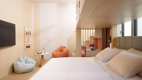 1 king bed, 2 bunk beds