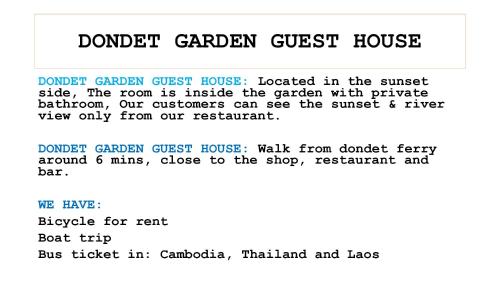 DONDET Garden Guest House in Muang Khong