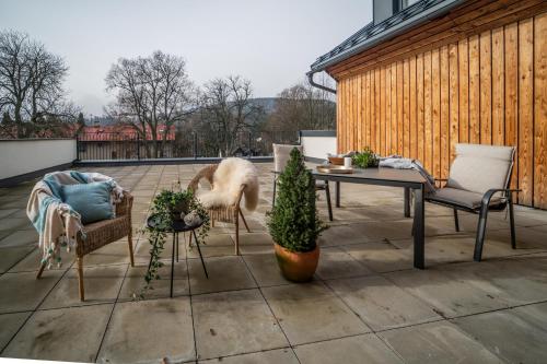 Erkély/terasz, Apartmán v centru s terasou (Apartman v centru s terasou) in Destne V Orlickych Horach