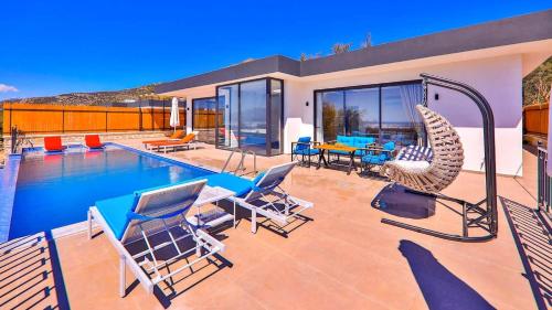 Çayköy 2 bedroom secluded villa with private pool hot tub – khách sạn tại Uzumlu