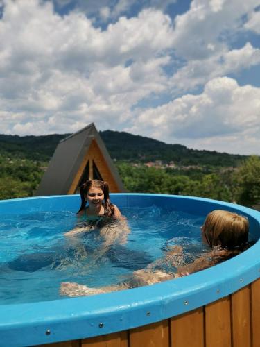 Karstais baseins, Carpatina A-Frame Retreat - Rustic Cabins for Couples in Costeşti (Dâmbovița)