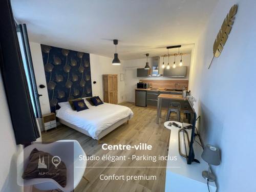 Studio central, parking, lit Queen size par ALP Chartres, Chartres