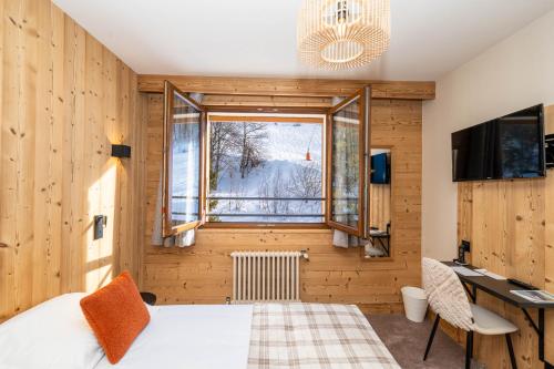 Chambre double avec 1 ou 2 lits, vue sur la montagne