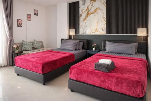 Chambre avec 2 lits, vue sur la montagne