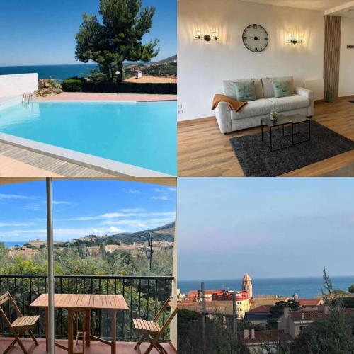 LA KABANA Collioure - Studio avec parking, piscine, balcon vue mer et climatisation a 500 m a pied des plages et du centre