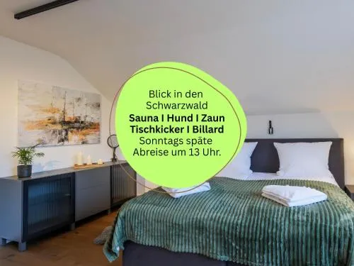 Waldklang Panorama - eingezäunt - Außen-Sauna - T-Fußball - Billard - Hunde willkommen in Alpirsbach, Deutschland