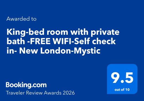 King-bed room with private bath -FREE WIFI-- New London-Mystic in New London (CT)