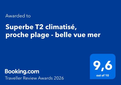 Superbe T2 climatisé, proche plage - belle vue mer 2