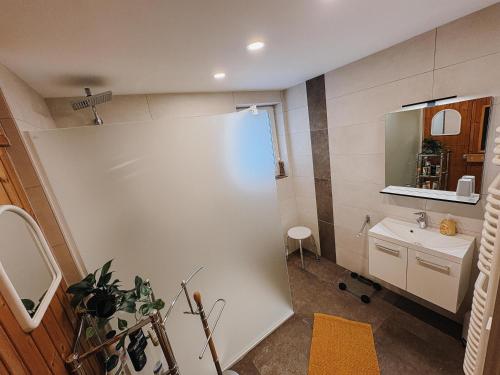 浴室, Ferienwohnung zum Schreckenberg in 安娜貝格-布赫霍爾茨